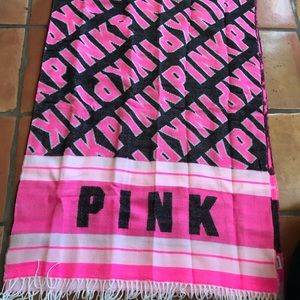 Vs pink fringe scarf blanket limited pink black logo